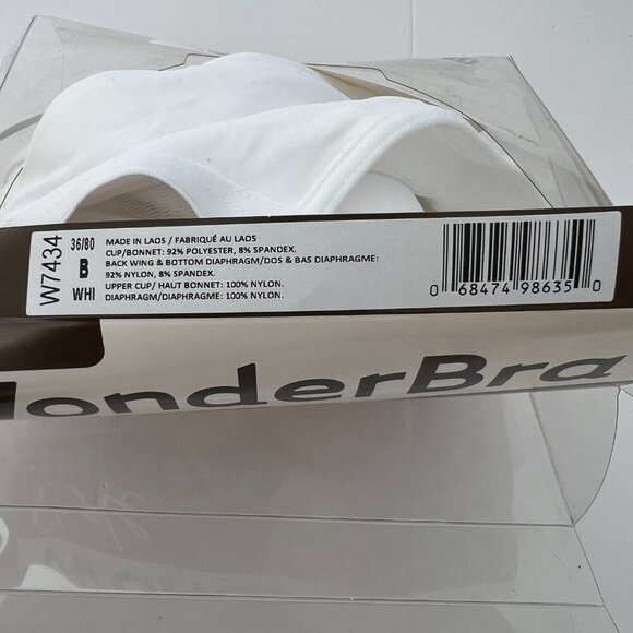 NWT- B36- Wonderbra Comfort -U Design Full-Support Underwire Bra - White - Picture 7 of 12